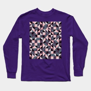 Geometric Art Pattern in Pink, Purple and Grey Long Sleeve T-Shirt